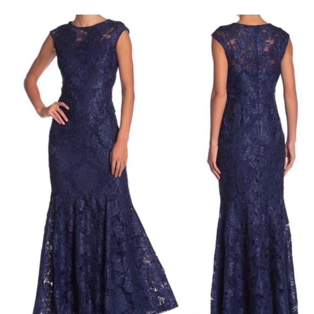 MARINA Navy‎ Lace Maxi Dress